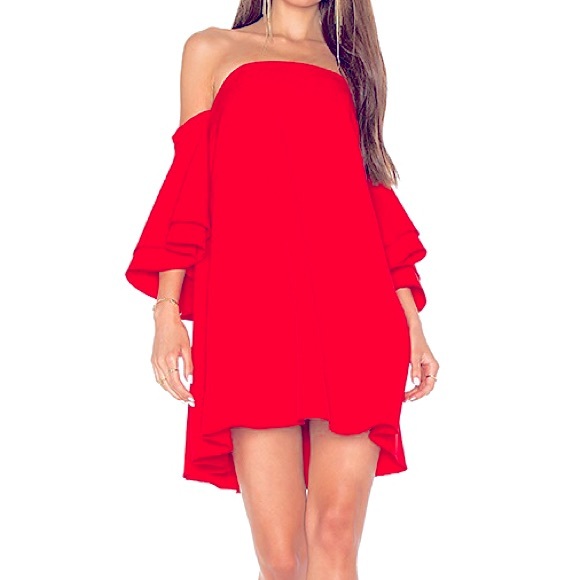 Milly Dresses & Skirts - MILLY Off Shoulders Puffy Sleeve Mini Tomato Dress Size O
